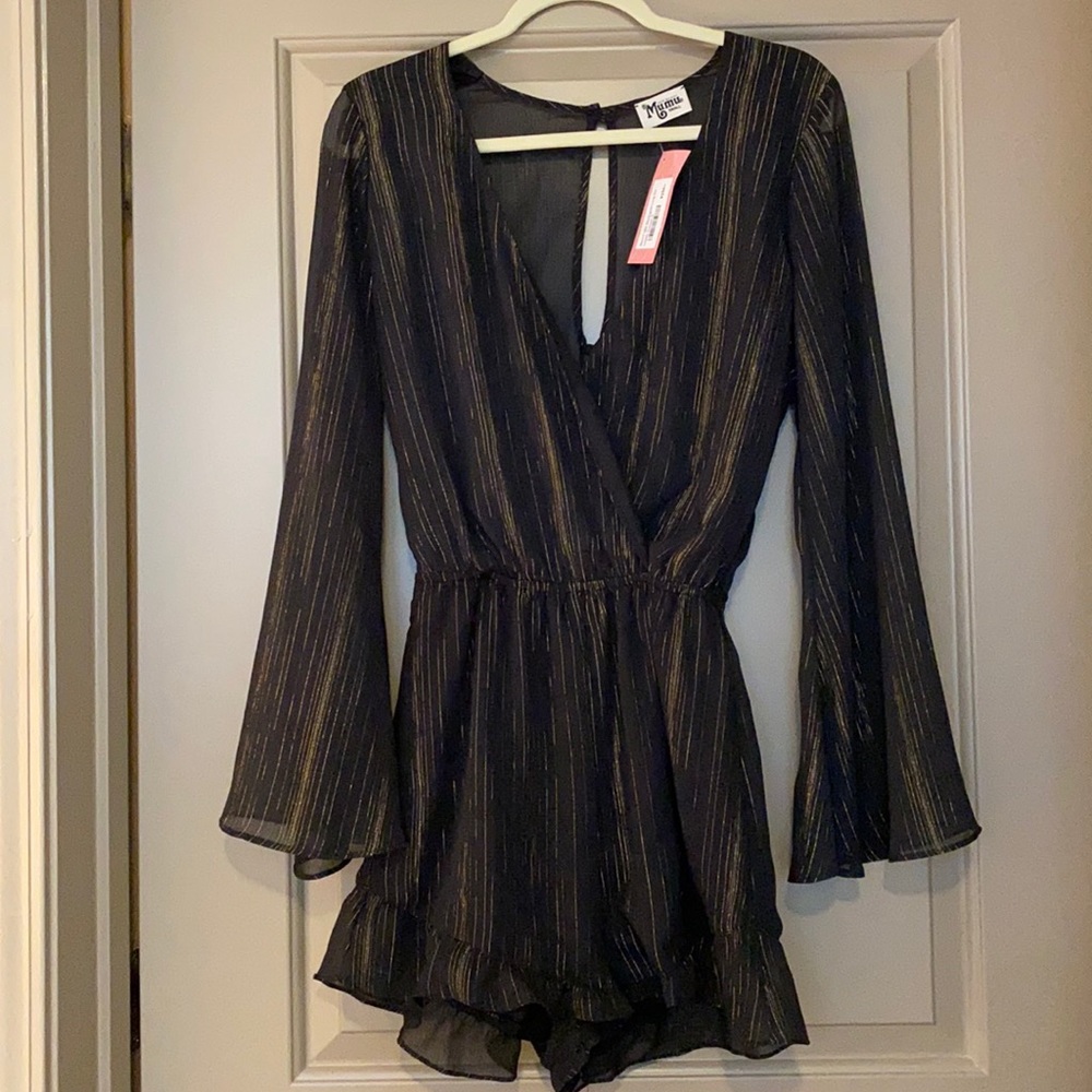 Show Me Your Mumu - Black/Gold Romper